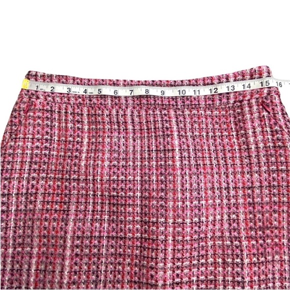 White House Black Market Pink Tweed Pencil Skirt W/ Zippered Pockets Sz 6 NWT - Picture 6 of 10